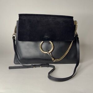 Chloe Black Leather and Suede Shoulder Bag